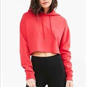 red cropped hoodie